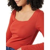 Amazon Essentials Women’s Slim-Fit Long Sleeve Square Neck T-Shirt, Stretchy Cotton Modal(Brick Red)