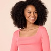 Amazon Essentials Women’s Slim-Fit Long Sleeve Square Neck T-Shirt, Stretchy Cotton Modal(Hot Pink)