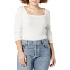 Amazon Essentials Women’s Slim-Fit Long Sleeve Square Neck T-Shirt, Stretchy Cotton Modal(Ivory)