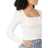 Amazon Essentials Women’s Slim-Fit Long Sleeve Square Neck T-Shirt, Stretchy Cotton Modal(Ivory)