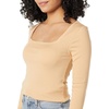 Amazon Essentials Women’s Slim-Fit Long Sleeve Square Neck T-Shirt, Stretchy Cotton Modal(Light Camel)
