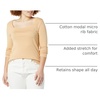 Amazon Essentials Women’s Slim-Fit Long Sleeve Square Neck T-Shirt, Stretchy Cotton Modal(Light Camel)