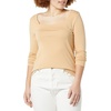 Amazon Essentials Women’s Slim-Fit Long Sleeve Square Neck T-Shirt, Stretchy Cotton Modal(Light Camel)