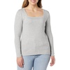 Amazon Essentials Women’s Slim-Fit Long Sleeve Square Neck T-Shirt, Stretchy Cotton Modal(Light Grey Heather)
