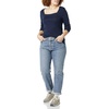 Amazon Essentials Women’s Slim-Fit Long Sleeve Square Neck T-Shirt, Stretchy Cotton Modal(Navy)