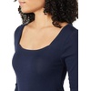 Amazon Essentials Women’s Slim-Fit Long Sleeve Square Neck T-Shirt, Stretchy Cotton Modal(Navy)