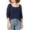 Amazon Essentials Women’s Slim-Fit Long Sleeve Square Neck T-Shirt, Stretchy Cotton Modal(Navy)