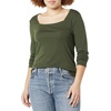 Amazon Essentials Women’s Slim-Fit Long Sleeve Square Neck T-Shirt, Stretchy Cotton Modal(Olive)