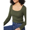 Amazon Essentials Women’s Slim-Fit Long Sleeve Square Neck T-Shirt, Stretchy Cotton Modal(Olive)