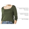 Amazon Essentials Women’s Slim-Fit Long Sleeve Square Neck T-Shirt, Stretchy Cotton Modal(Olive)