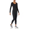 Amazon Essentials Women’s Slim-Fit Long Sleeve V-Neck Knit Rib Shirts (Available in Plus Size), Pack of 2(Black)
