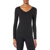 Amazon Essentials Women’s Slim-Fit Long Sleeve V-Neck Knit Rib Shirts (Available in Plus Size), Pack of 2(Black)