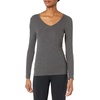 Amazon Essentials Women’s Slim-Fit Long Sleeve V-Neck Knit Rib Shirts (Available in Plus Size), Pack of 2(Black/Charcoal Heather)
