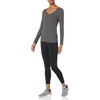 Amazon Essentials Women’s Slim-Fit Long Sleeve V-Neck Knit Rib Shirts (Available in Plus Size), Pack of 2(Black/Charcoal Heather)