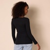 Amazon Essentials Women’s Slim-Fit Long Sleeve V-Neck Knit Rib Shirts (Available in Plus Size), Pack of 2(Eggshell White/Black)