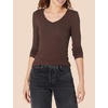 Amazon Essentials Women’s Slim-Fit Long Sleeve V-Neck Knit Rib Shirts (Available in Plus Size), Pack of 2(Eggshell White/Espresso)