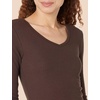 Amazon Essentials Women’s Slim-Fit Long Sleeve V-Neck Knit Rib Shirts (Available in Plus Size), Pack of 2(Eggshell White/Espresso)