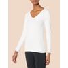Amazon Essentials Women’s Slim-Fit Long Sleeve V-Neck Knit Rib Shirts (Available in Plus Size), Pack of 2(White)