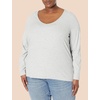 Amazon Essentials Women’s Slim-Fit Long Sleeve V-Neck Knit Rib Shirts (Available in Plus Size), Pack of 2(White/Grey)