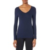 Amazon Essentials Women’s Slim-Fit Long Sleeve V-Neck Knit Rib Shirts (Available in Plus Size), Pack of 2(White/Navy)