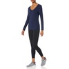 Amazon Essentials Women’s Slim-Fit Long Sleeve V-Neck Knit Rib Shirts (Available in Plus Size), Pack of 2(White/Navy)