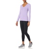 Amazon Essentials Women’s Slim-Fit Long Sleeve V-Neck Knit Rib Shirts (Available in Plus Size), Pack of 2(White/Purple)