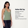 Amazon Essentials Women’s Slim-Fit Ribbed Halter Top(Sage Green)