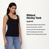 Amazon Essentials Women’s Slim-Fit Ribbed Henley Tank(Black)