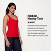 Amazon Essentials Women’s Slim-Fit Ribbed Henley Tank(Red)