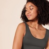 Amazon Essentials Women’s Slim-Fit Ribbed Scoop Neck Tank Tops, Pack of 2(Charcoal/Grey Heather Stripe)