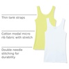 Amazon Essentials Women’s Slim-Fit Ribbed Scoop Neck Tank Tops, Pack of 2(White/Yellow)