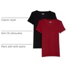 Amazon Essentials Women’s Slim-Fit Short-Sleeve V-Neck T-Shirt, Pack of 2(Black/Burgundy)