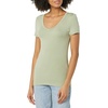 Amazon Essentials Women’s Slim-Fit Short-Sleeve V-Neck T-Shirt, Pack of 2(Black/Light Sage Green)