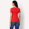 Amazon Essentials Women’s Slim-Fit Short-Sleeve V-Neck T-Shirt, Pack of 2(Bright Poppy Red/Tan)