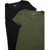Amazon Essentials Women’s Slim-Fit Short-Sleeve V-Neck T-Shirt, Pack of 2(Dark Olive/Black)