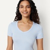 Amazon Essentials Women’s Slim-Fit Short-Sleeve V-Neck T-Shirt, Pack of 2(Light Blue/Light Grey Heather)