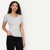 Amazon Essentials Women’s Slim-Fit Short-Sleeve V-Neck T-Shirt, Pack of 2(Light Blue/Light Grey Heather)