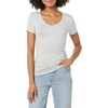 Amazon Essentials Women’s Slim-Fit Short-Sleeve V-Neck T-Shirt, Pack of 2(White/Light Heather Grey)