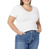 Amazon Essentials Women’s Slim-Fit Short-Sleeve V-Neck T-Shirt, Pack of 2(White/Tan Heather)