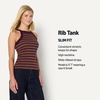 Amazon Essentials Women’s Slim-Fit Stretch Rib High-Neck Tank with Wide Ribbed Straps(Burgundy Brown Stripe)