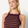 Amazon Essentials Women’s Slim-Fit Stretch Rib High-Neck Tank with Wide Ribbed Straps(Burgundy Brown Stripe)