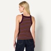 Amazon Essentials Women’s Slim-Fit Stretch Rib High-Neck Tank with Wide Ribbed Straps(Burgundy Brown Stripe)