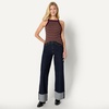 Amazon Essentials Women’s Slim-Fit Stretch Rib High-Neck Tank with Wide Ribbed Straps(Burgundy Brown Stripe)