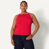 Amazon Essentials Women’s Slim-Fit Stretch Rib High-Neck Tank with Wide Ribbed Straps(Red)
