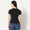 Amazon Essentials Women’s Slim-Fit Stretch Rib Short Cap Sleeve Crewneck Top(Black)