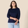Amazon Essentials Women’s Soft 100% Cotton Regular-Fit Long-Sleeve Crewneck T-Shirt(Navy)
