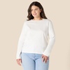 Amazon Essentials Women’s Soft 100% Cotton Regular-Fit Long-Sleeve Crewneck T-Shirt(White)