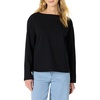 Amazon Essentials Women’s 100% Cotton Heavyweight Relaxed-Fit Long-Sleeve Boatneck Top(Black)
