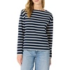 Amazon Essentials Women’s 100% Cotton Heavyweight Relaxed-Fit Long-Sleeve Boatneck Top(Navy Eggshell White Mariner Stripe)