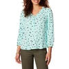 Amazon Essentials Women’s 3/4 Sleeve Button Popover Shirt, Loose-Fit V-Neck Blouse, Lightweight(Aqua Poppy)